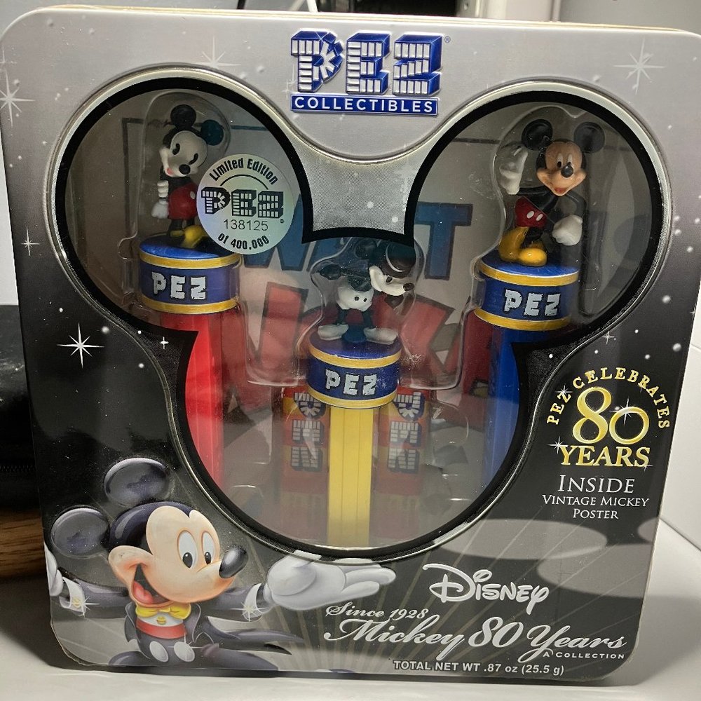 PEZ COLECTIBLES 80TH YEAR MICKEY COLLECTION - BRAND NEW, UNOPENED SET